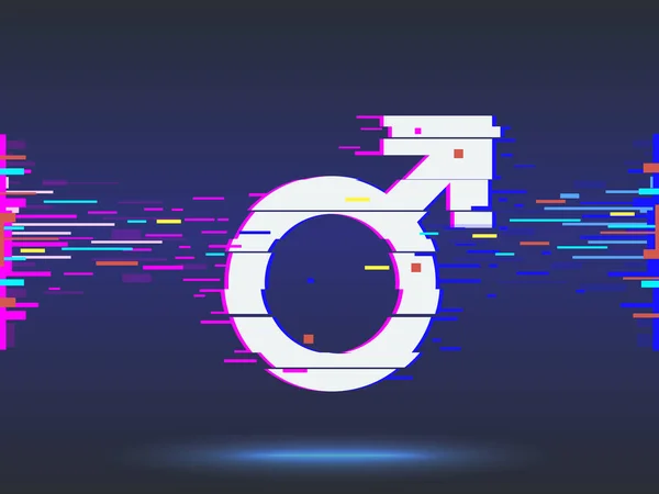 male symbol.glitch design,neon icon, abstract background