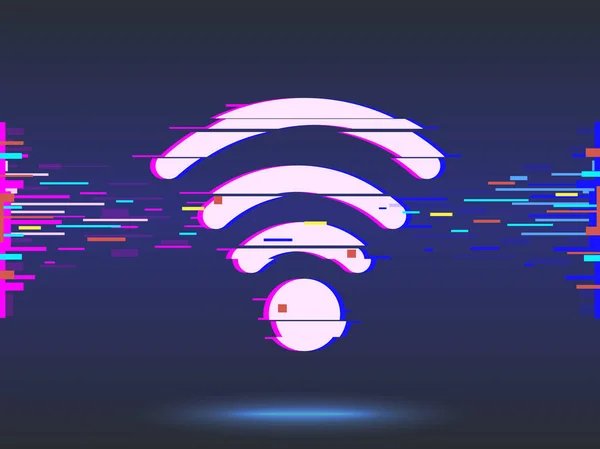Ikona Wi-Fi, projekt glitch, streszczenie tło. ilustracja — Zdjęcie stockowe