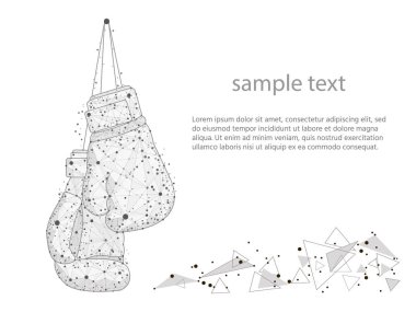 boks eldivenleri, beyaz arka plan üzerinde düşük poli tel kafes üzerinden izole. Soyut poligonal görüntü mash çizgi ve nokta. Dijital grafik illüstrasyon