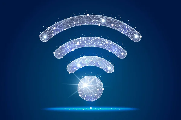 Іконка Wi-Fi абстрактний дизайн, ізольований від низької поліпровідної рами на тлі простору. абстрактне багатокутне зображення, що перемішує лінію і точку. Цифрова графіка ілюстрація — стокове фото