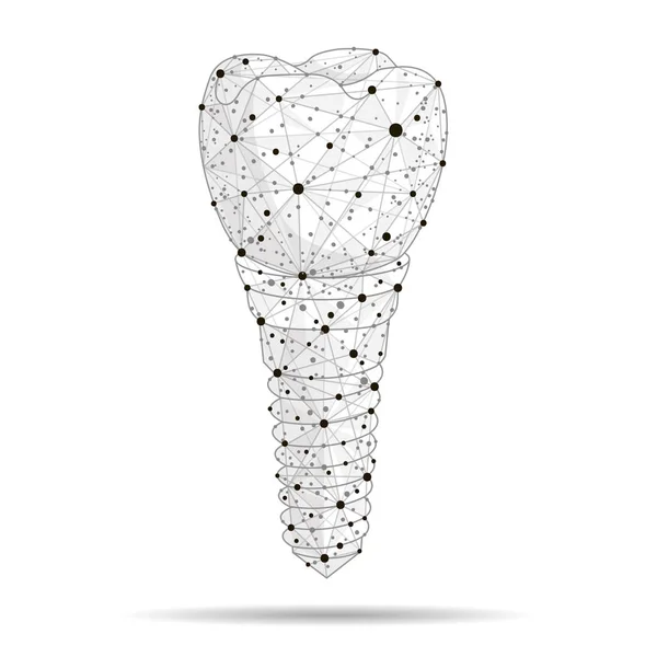 Soyut Tasarım diş implantı kutsal kişilerin resmi, beyaz arka plan üzerinde düşük poli tel kafes üzerinden izole. Soyut poligonal görüntü mash çizgi ve nokta. Dijital grafik