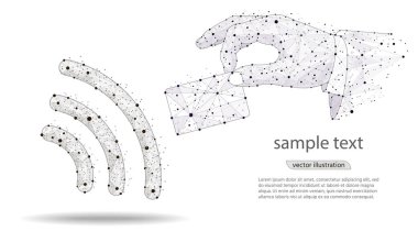 NFC teknolojisi. ödemeler kavramı. NFC ödeme vektör anahat simgesini dokun. Beyaz arka plan üzerinde düşük poli tel kafes üzerinden izole logosunu görmeniz gerekir. Vektör soyut poligonal görüntü mash çizgi ve nokta.
