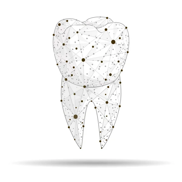 Diş Kliniği logosu. Çizgiler ve noktalar, beyaz bir arka plan şeklinde düzenlendi. Soyut Tasarım. Düşük poli tel kafes izole.