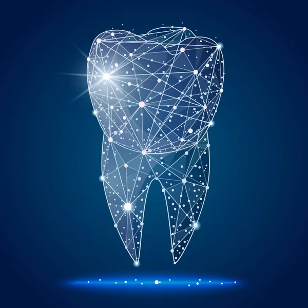 Logo of the dental clinic. Created in the form of lines and dots,in the form of space and constellations, stars . Abstract design. isolated from low poly wireframe.