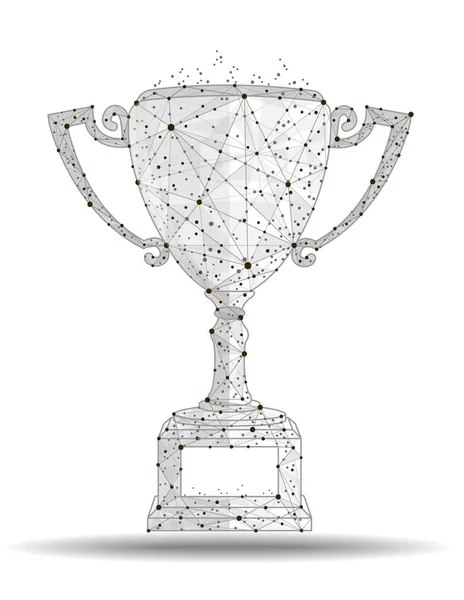 winner cup , logo isolated from low poly wireframe on white background. abstract polygonal image mash line and point. Digital graphics