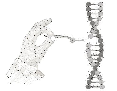 abstract design Manual genetic engineering. Manipulation of DNA double helix with with bare hands, tweezer clipart