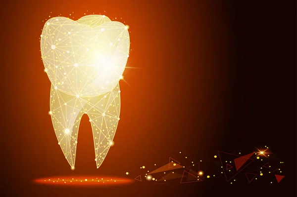 Diş Kliniği bir altın toz etkisi Logo düşük poli çizimi.