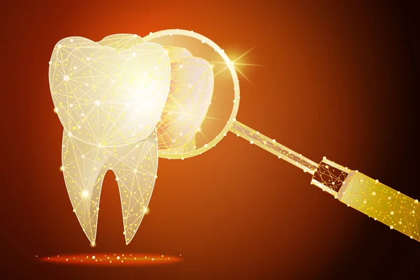 sağlıklı diş. Diş Kliniği. altın toz etkisi. poligonal düşük poli dizayn.