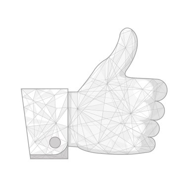 başparmak ile yukarıya ver. Doğrusal simgesi. geometrik tasarım. Soyut poligonal görüntü mash hattı.