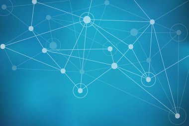 Daireler, çizgileri ve noktaları ile mavi arka plan Mesh