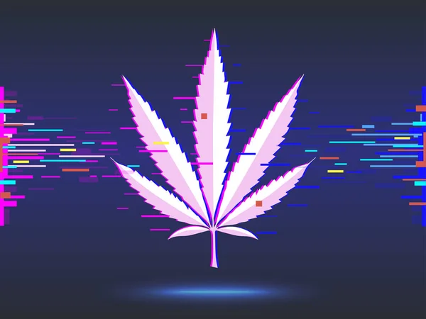 Marihuany, konopi logo na niebieskim tle. projekt glitch. ilustracja — Zdjęcie stockowe