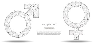 Erkek ve kadın simgesi sembolü beyaz arka plan, vektör çizim. çizgiler ve beyaz bir arka plan üzerinde nokta şeklinde.