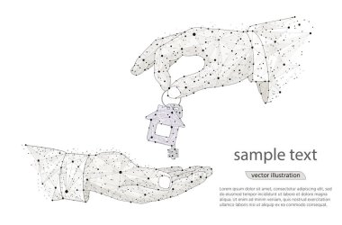 Evin mülk anahtarları ver. Alış ve satış emlak piyasası evde konsept illüstrasyon.