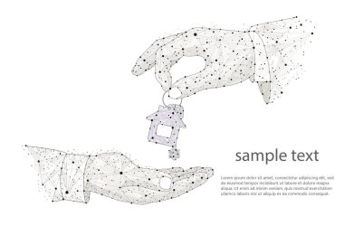 Evin mülk anahtarları ver. Alış ve satış emlak piyasası evde konsept illüstrasyon.