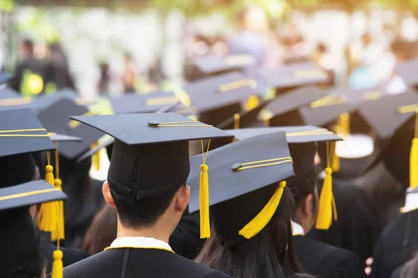 Shot Graduation Hats Commencement Success Graduates University Concept Education Congratulation — Stock Photo, Image