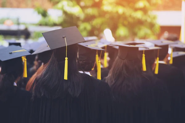 Shot Graduation Hats Commencement Success Graduates University Concept Education Congratulation — Stock Photo, Image