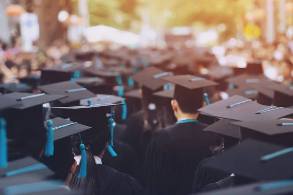 Backside Graduation Hats Commencement Success Graduates University Concept Education Congratulation — Stock Photo, Image