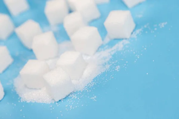 Achtergrond Van Suiker Blokjes Suiker Met Kopieer Ruimte Witte Suiker — Stockfoto
