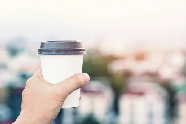 Personal Está Tomando Café Caliente Antes Trabajar Por Mañana — Foto de Stock