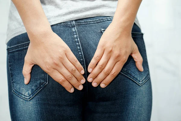 Woman Has Lot Pain Her Ass She Has Rectal Disease — Stok fotoğraf