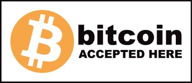 Bitcoin burada düğme kabul. Vektör biçimi.