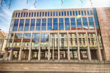 Wroclaw, Polonya - 19 Ağustos 2018: Retro Office (2016-2018 yılında) ev inşa Wroclaw. Mimarlar: Kurylowicz ve ortakları, Yatırımcı: Lc Corp, Wroclaw, Polonya.