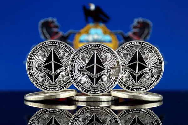 Versión Física Ethereum Eth Pennsylvania State Flag Imagen Conceptual Para — Foto de Stock