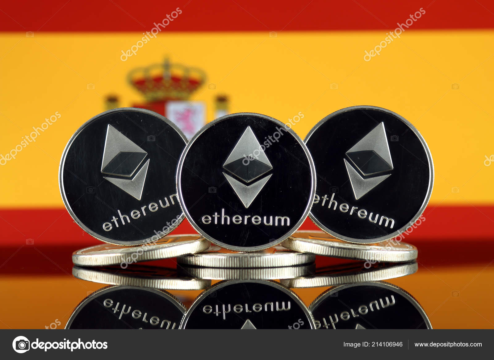 Physical Version Ethereum Eth Spain Flag Conceptual Image - 