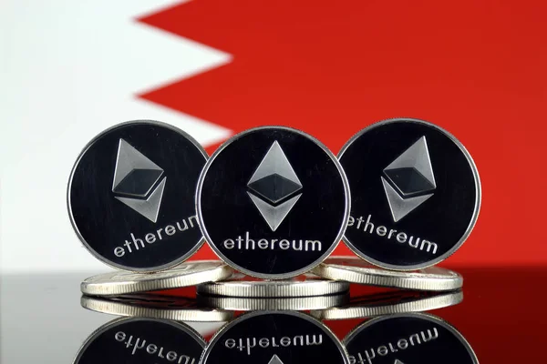 Fyzické Verze Ethereum Eth Bahrajn Vlajka Konceptuální Obrázek Pro Investory — Stock fotografie