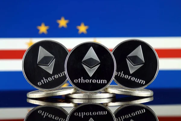 Versión Física Ethereum Eth Bandera Cabo Verde Imagen Conceptual Para — Foto de Stock