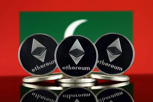 Versión Física Ethereum Eth Bandera Maldivas Imagen Conceptual Para Inversores — Foto de Stock