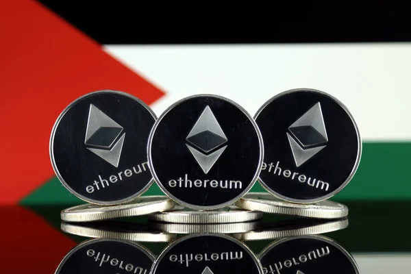 Versión Física Ethereum Eth Palestine Flag Imagen Conceptual Para Inversores — Foto de Stock