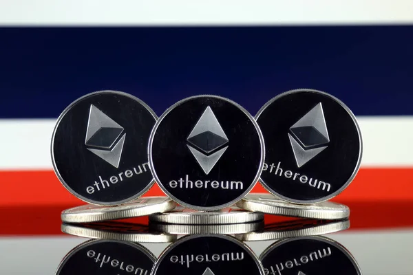 Versión Física Ethereum Eth Thailand Flag Imagen Conceptual Para Inversores — Foto de Stock