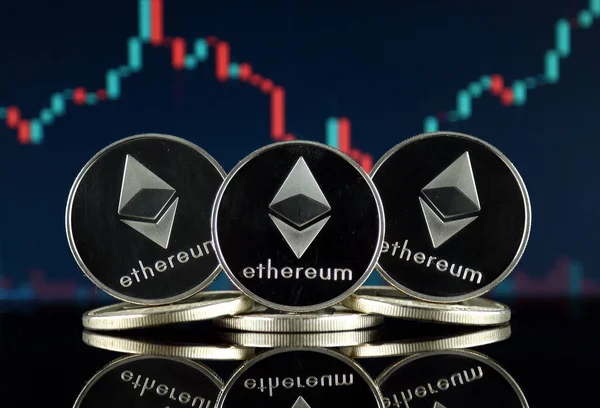 Physical version of Ethereum (ETH). Conceptual image for investors in cryptocurrency, Blockchain Technology, Smart Contracts, Personal Tokens and Initial Coin Offering.