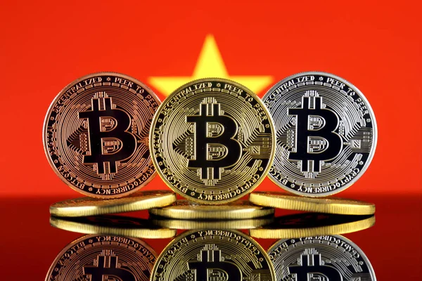 Physical Version Bitcoin Btc Vietnam Flag Conceptual Image Investors High — Stock Photo, Image
