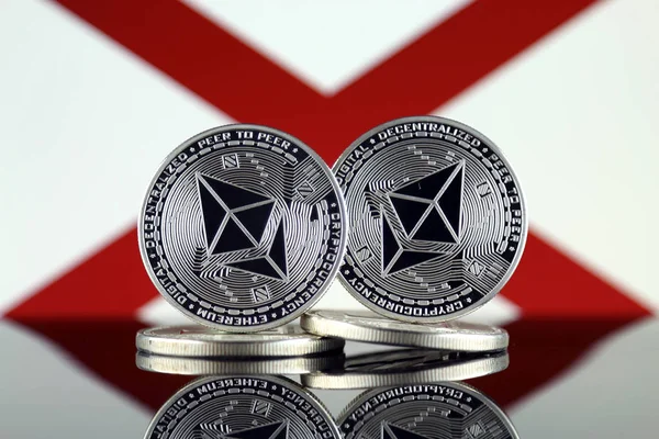 Versión Física Ethereum Eth Alabama State Flag Imagen Conceptual Para —  Fotos de Stock