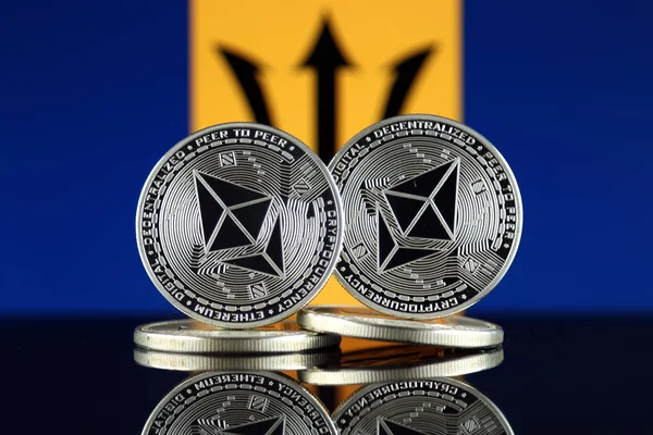 Versión Física Ethereum Eth Barbados Flag Imagen Conceptual Para Inversores —  Fotos de Stock