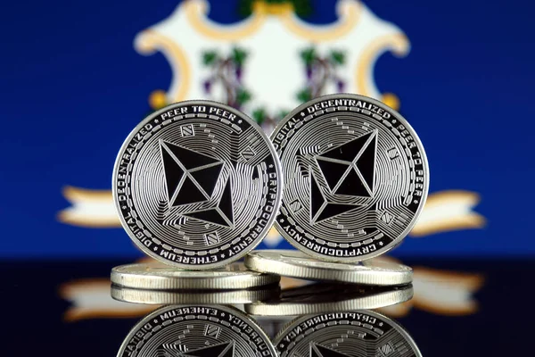 Versión Física Ethereum Eth Connecticut State Flag Imagen Conceptual Para —  Fotos de Stock