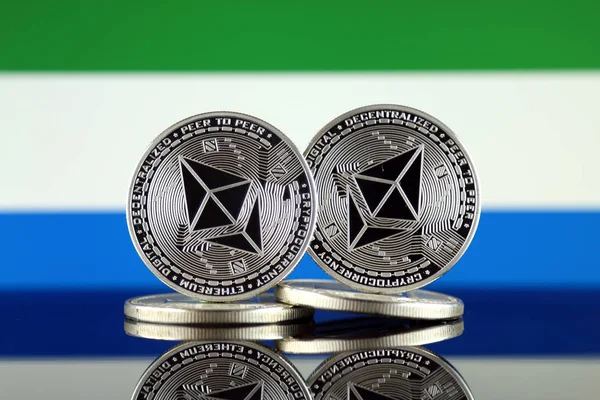 Versión Física Ethereum Eth Sierra Leona Flag Imagen Conceptual Para —  Fotos de Stock