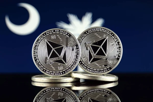 Versión Física Ethereum Eth South Carolina State Flag Imagen Conceptual —  Fotos de Stock