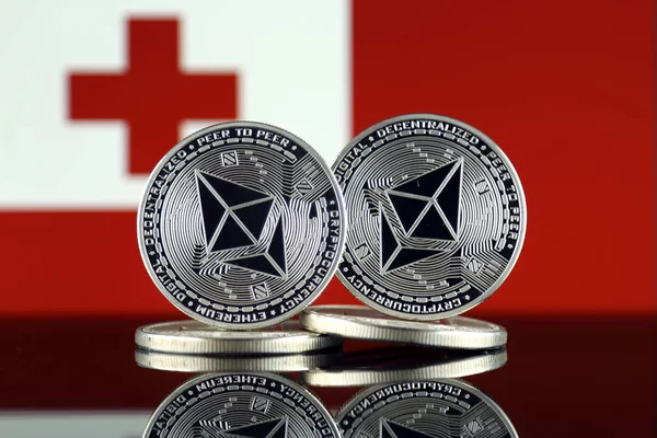 Versión Física Ethereum Eth Tonga Flag Imagen Conceptual Para Inversores —  Fotos de Stock