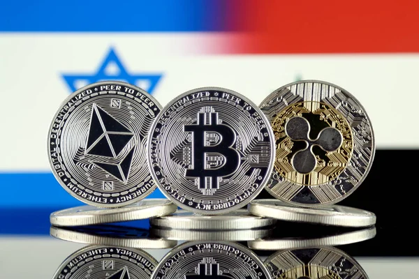 Physical Version Ethereum Eth Bitcoin Btc Ripple Xrp Israel Syria — Stock Photo, Image