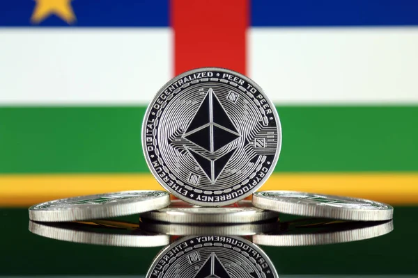 Versión Física Ethereum Eth Bandera República Centroafricana Imagen Conceptual Para — Foto de Stock