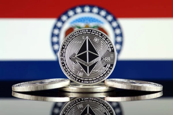 Versión Física Ethereum Eth Missouri State Flag Imagen Conceptual Para — Foto de Stock