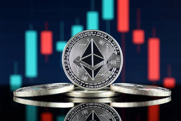 Versión Física Ethereum Eth Imagen Conceptual Para Inversores Criptomoneda Tecnología — Foto de Stock