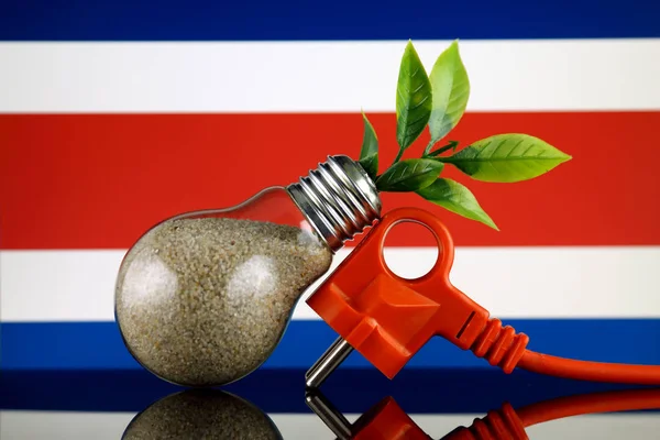 Plug Planta Que Crece Dentro Bombilla Bandera Costa Rica Concepto — Foto de Stock