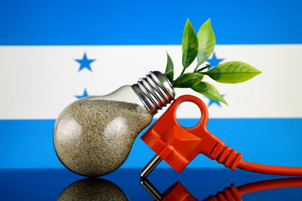 Podłącz Roślin Uprawy Wewnątrz Żarówki Flaga Hondurasu Pojęcie Energii Odnawialnej — Zdjęcie stockowe