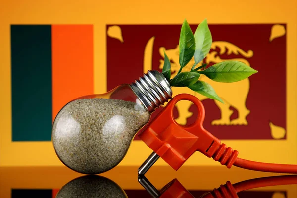 Stekker Plant Groeien Gloeilamp Vlag Van Sri Lanka Groene Eco — Stockfoto