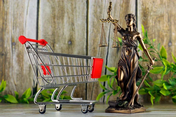 Торговий Тролейбус Символ Права Справедливості Концепція Прав Споживачів Положення Обмеження — стокове фото