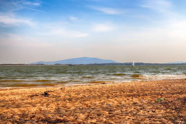 Mietkow Lake and Sleza Mountain, Poland.